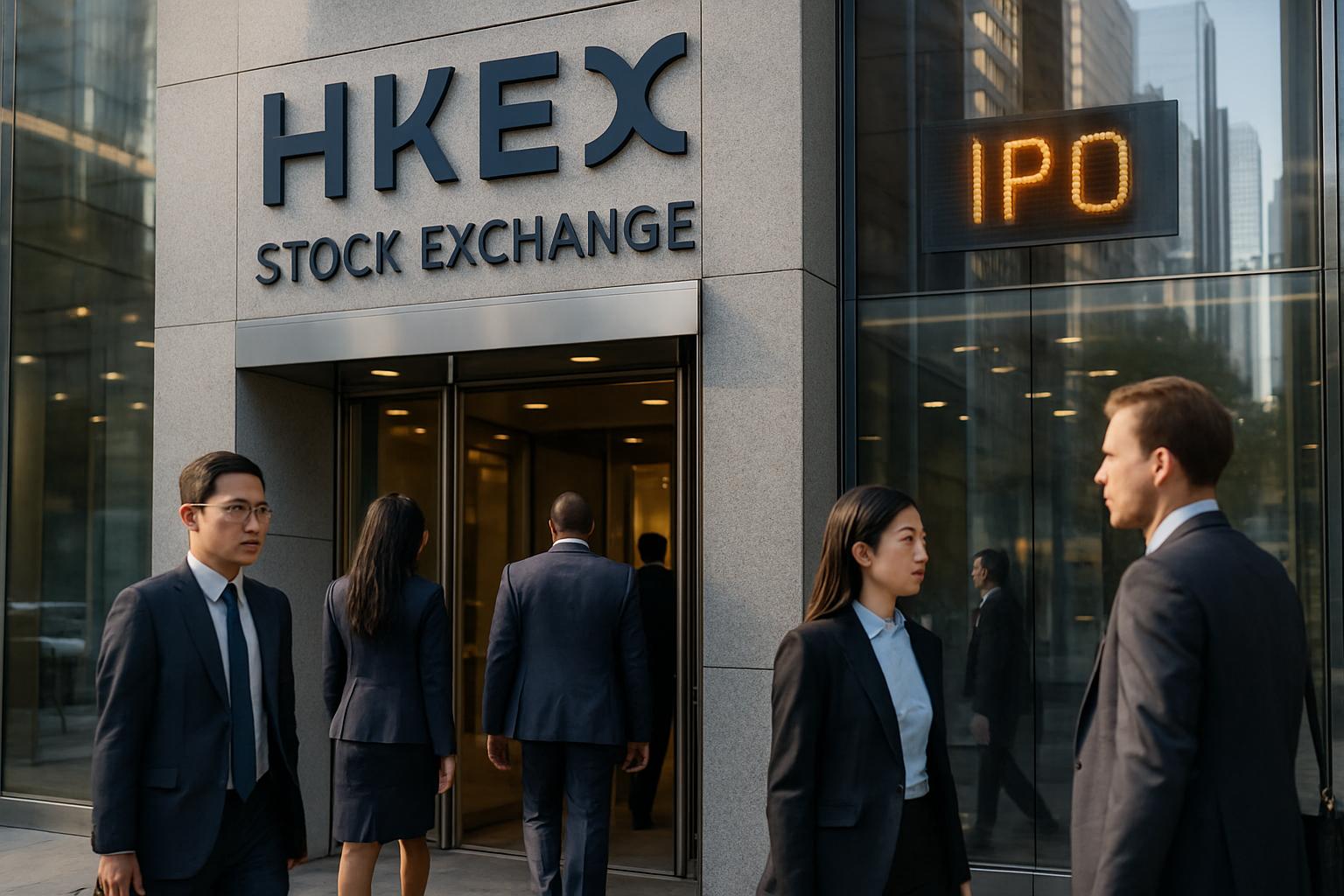 HKEX entrance during AI Financial Market IPO event for energy storage stocks
