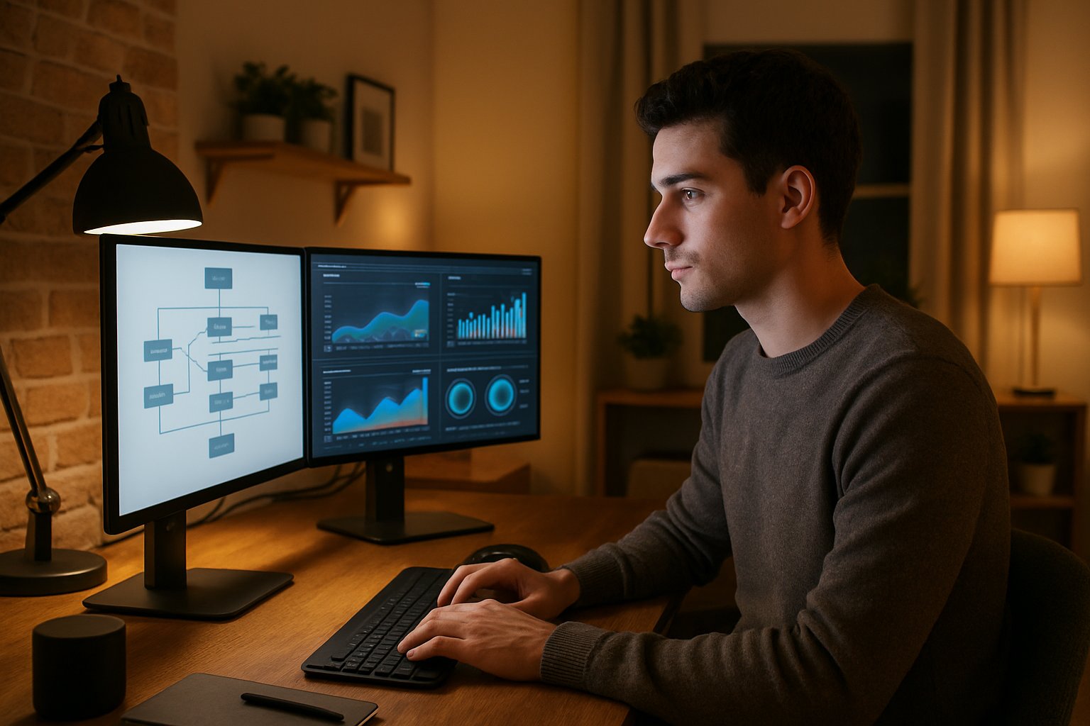 Professional managing personal output at home reflecting the Labor Value Shift trend.