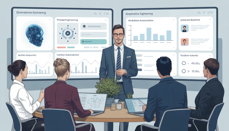 Employees learning AI tools through structured training