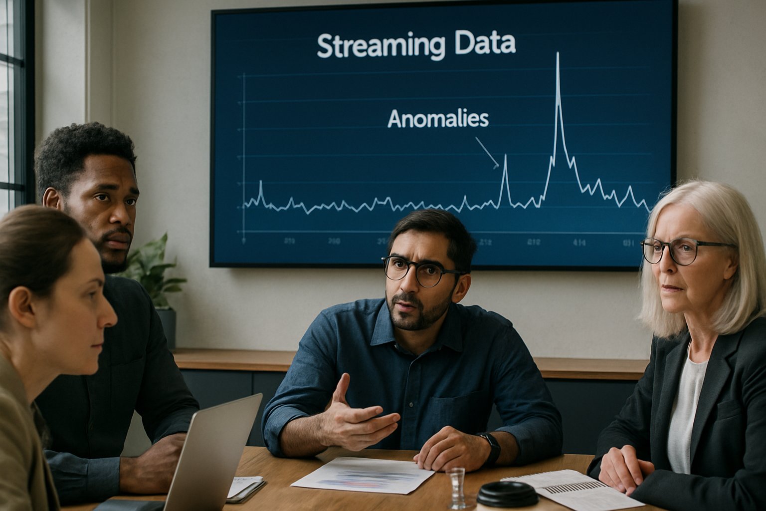 Streaming Slop fraud discussed in music industry meeting with charts.