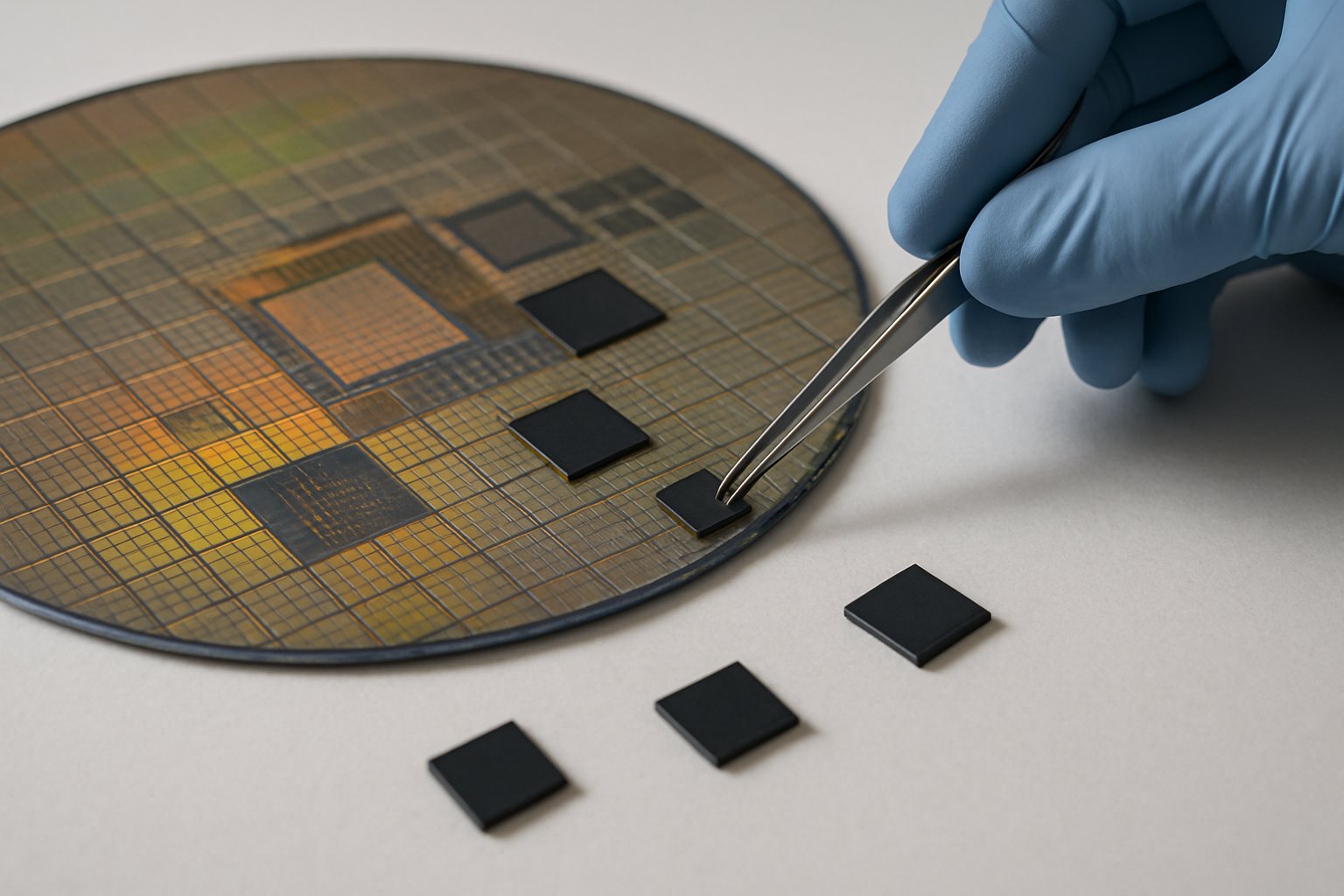 Close-up of AI Chip Design process in semiconductor lab