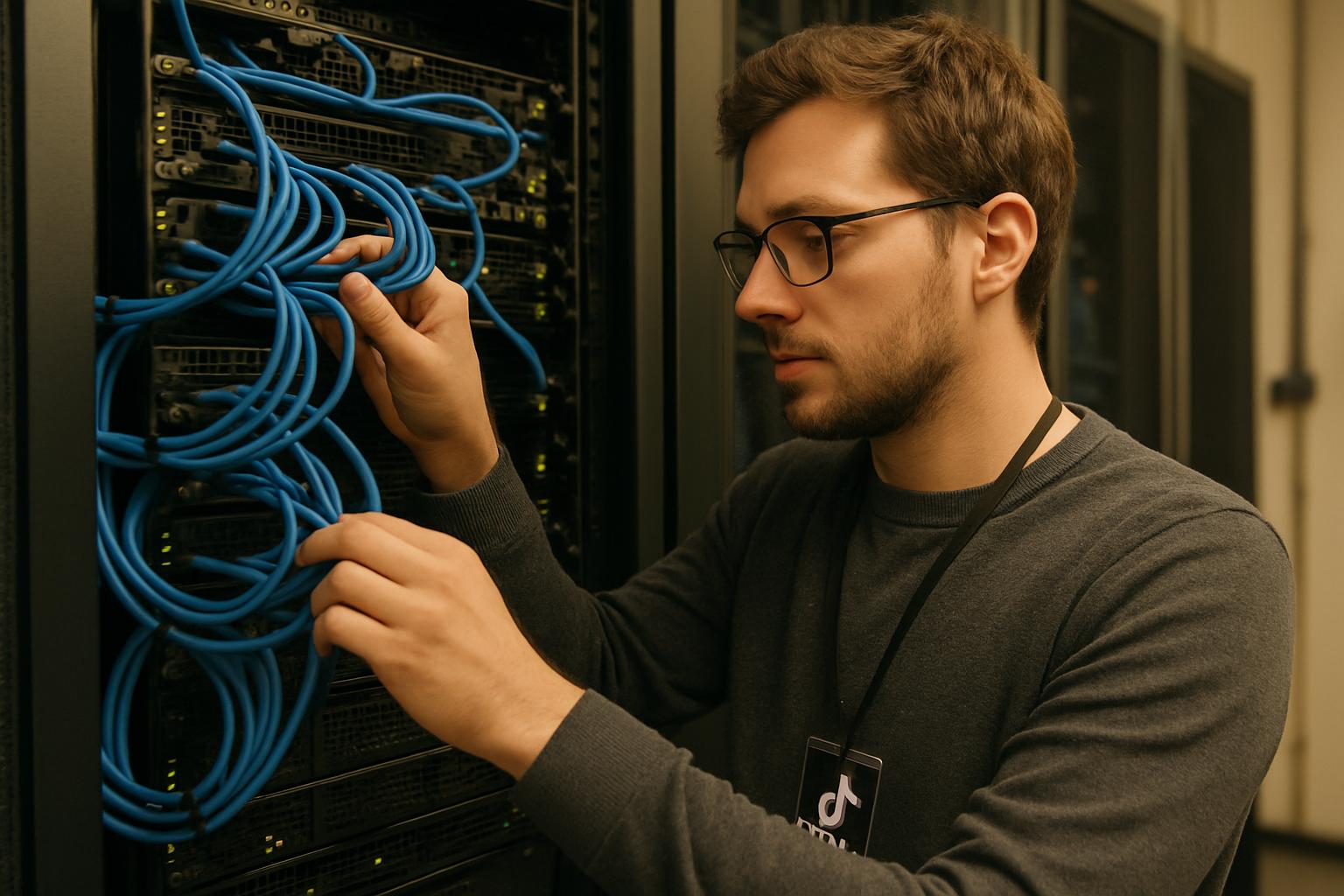 Technician working on server rack for Data Sovereignty compliance