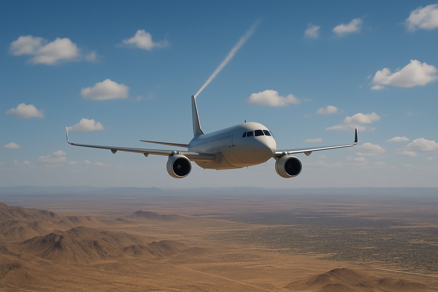 Jet aircraft over desert highlights AI Disinformation War challenges.