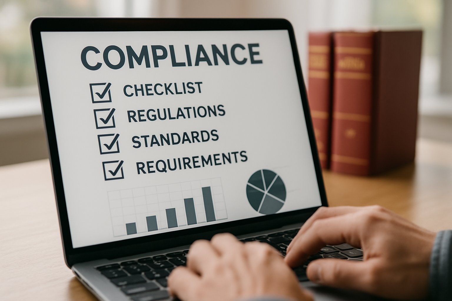 Employee managing Automated Recovery Risk compliance checklist on laptop.