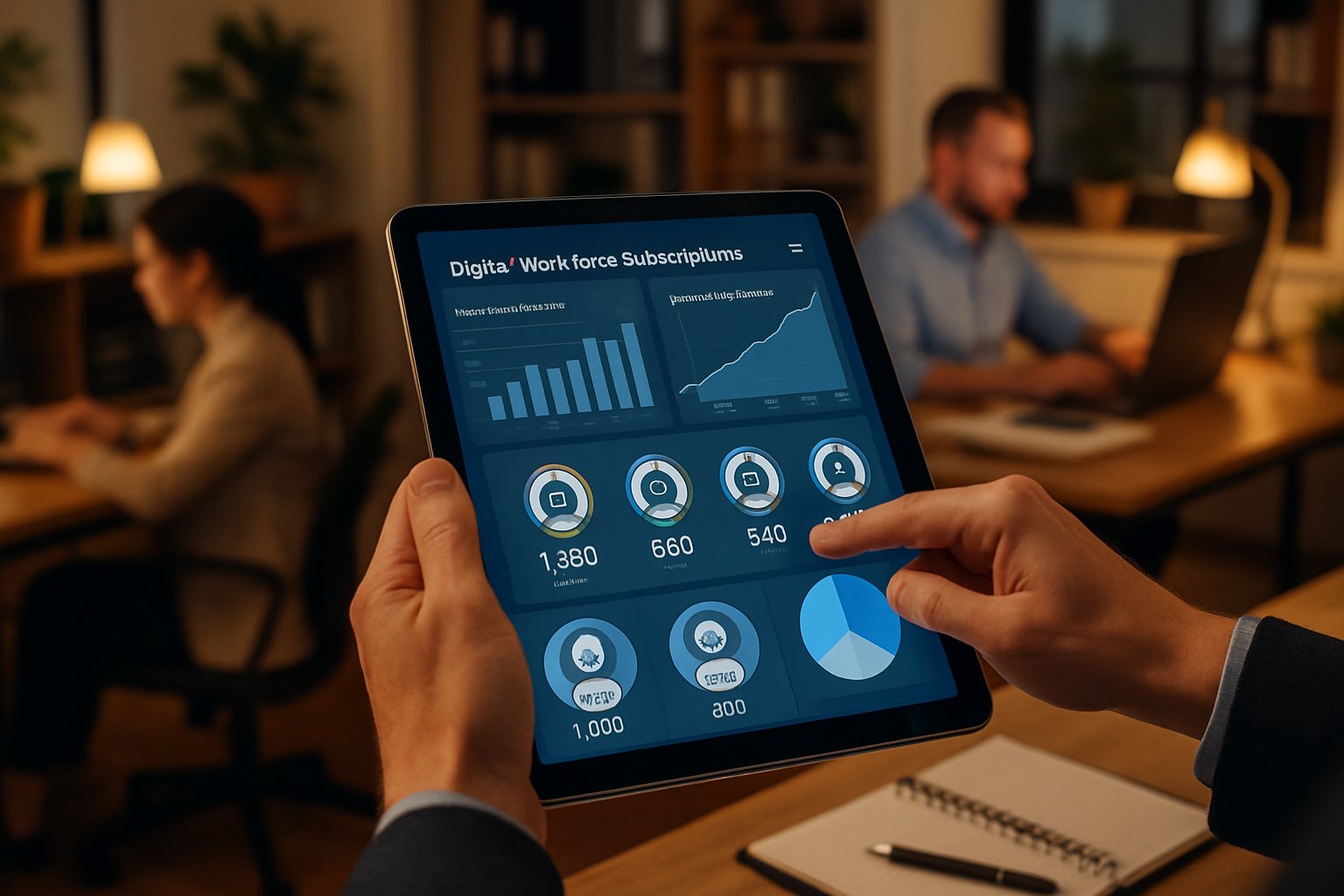 Manager supervising Digital Labor subscriptions on a tablet device