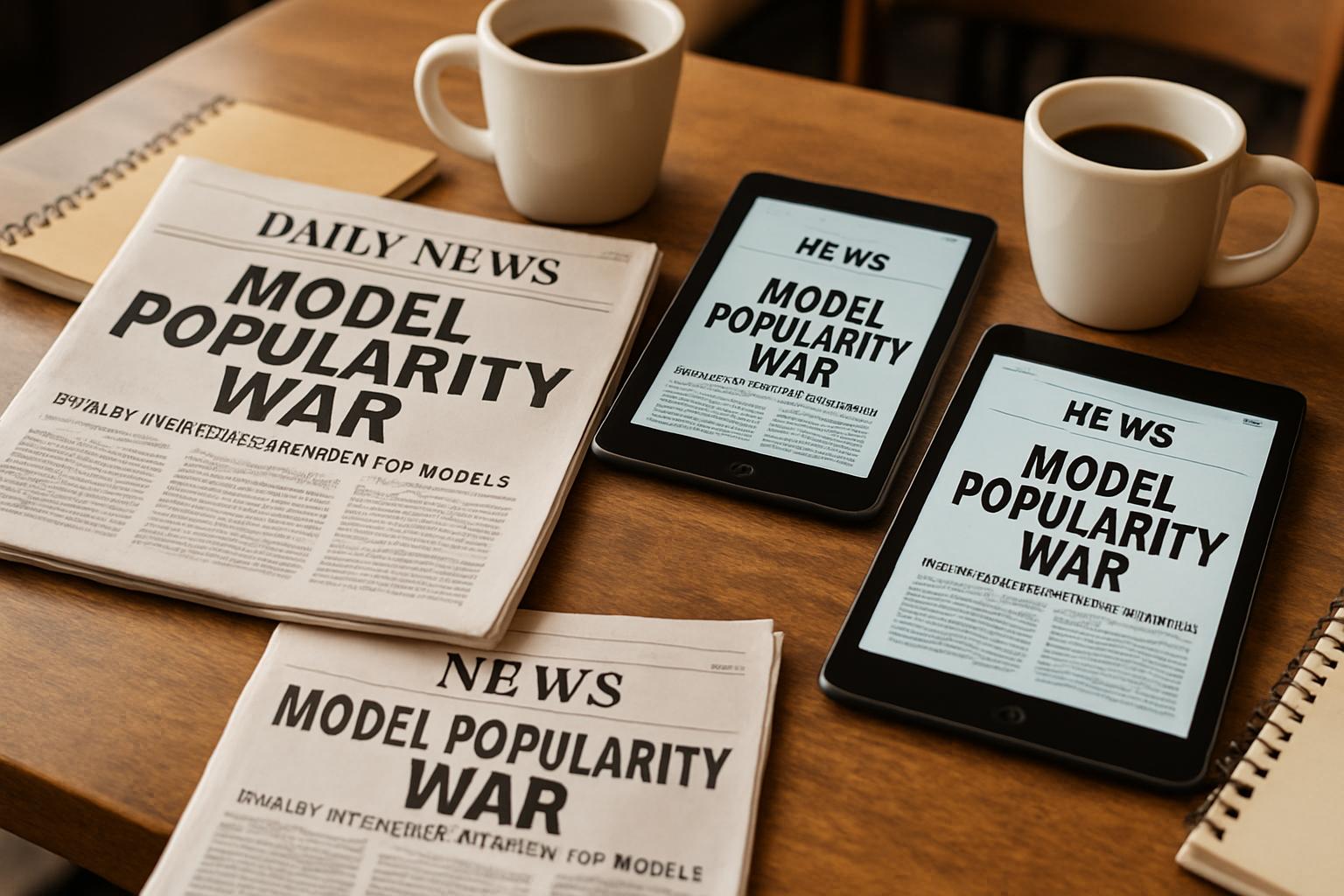 Printed and digital coverage of Model Popularity War on table