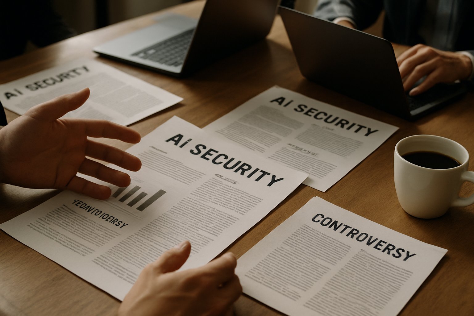AI security reports on table highlighting Model Controversy topic.