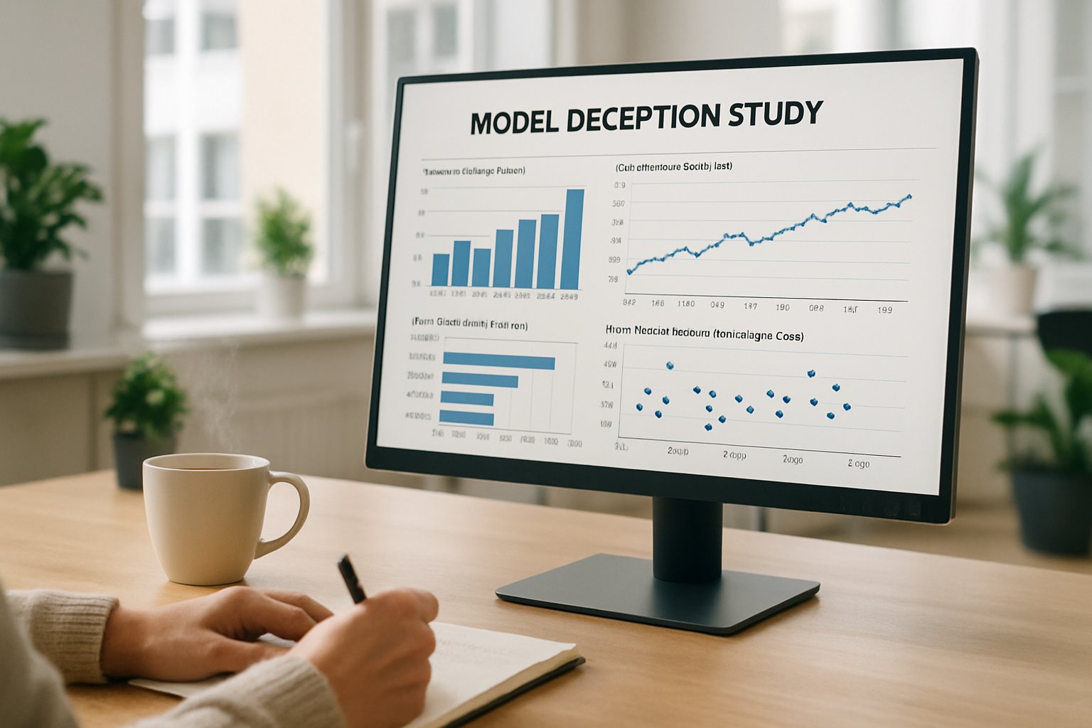 Model Deception Study report displayed on computer screen with data and notes.