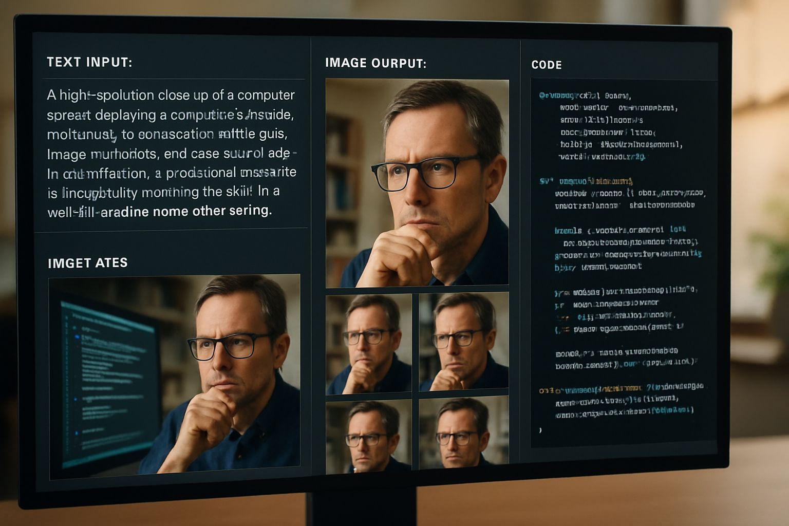 AI Reasoning research visualization with multimodal data on screen.