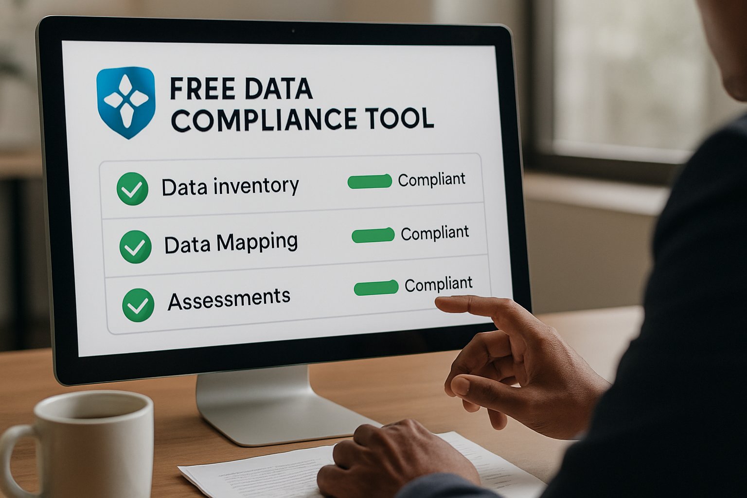User navigating free Data Compliance Access tool for privacy regulation adherence.