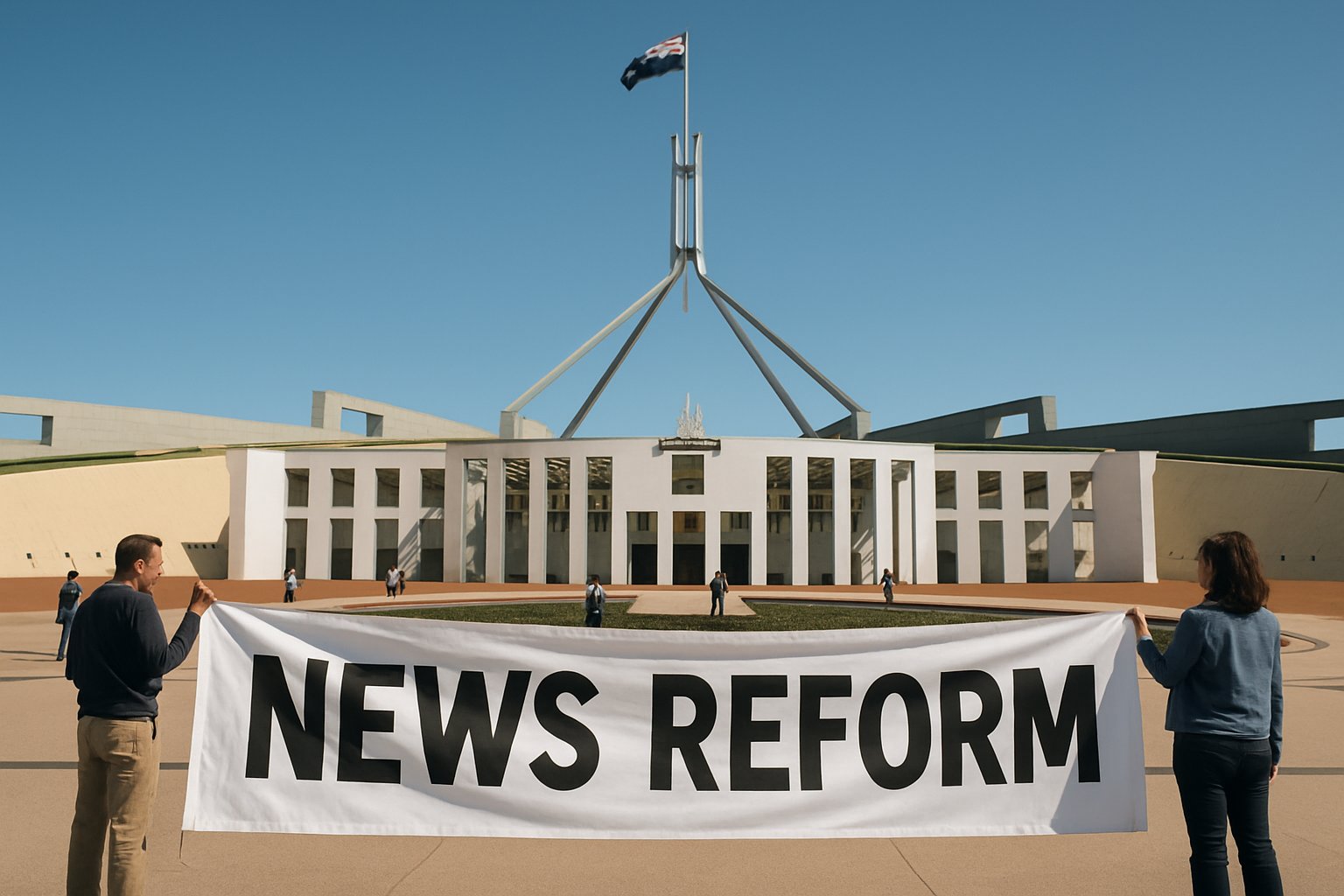 Australian news reform highlighted at Parliament House amid tech industry focus.