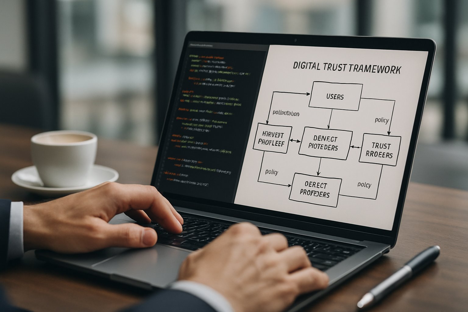 Laptop with policy-as-code for Digital Trust Framework in workspace