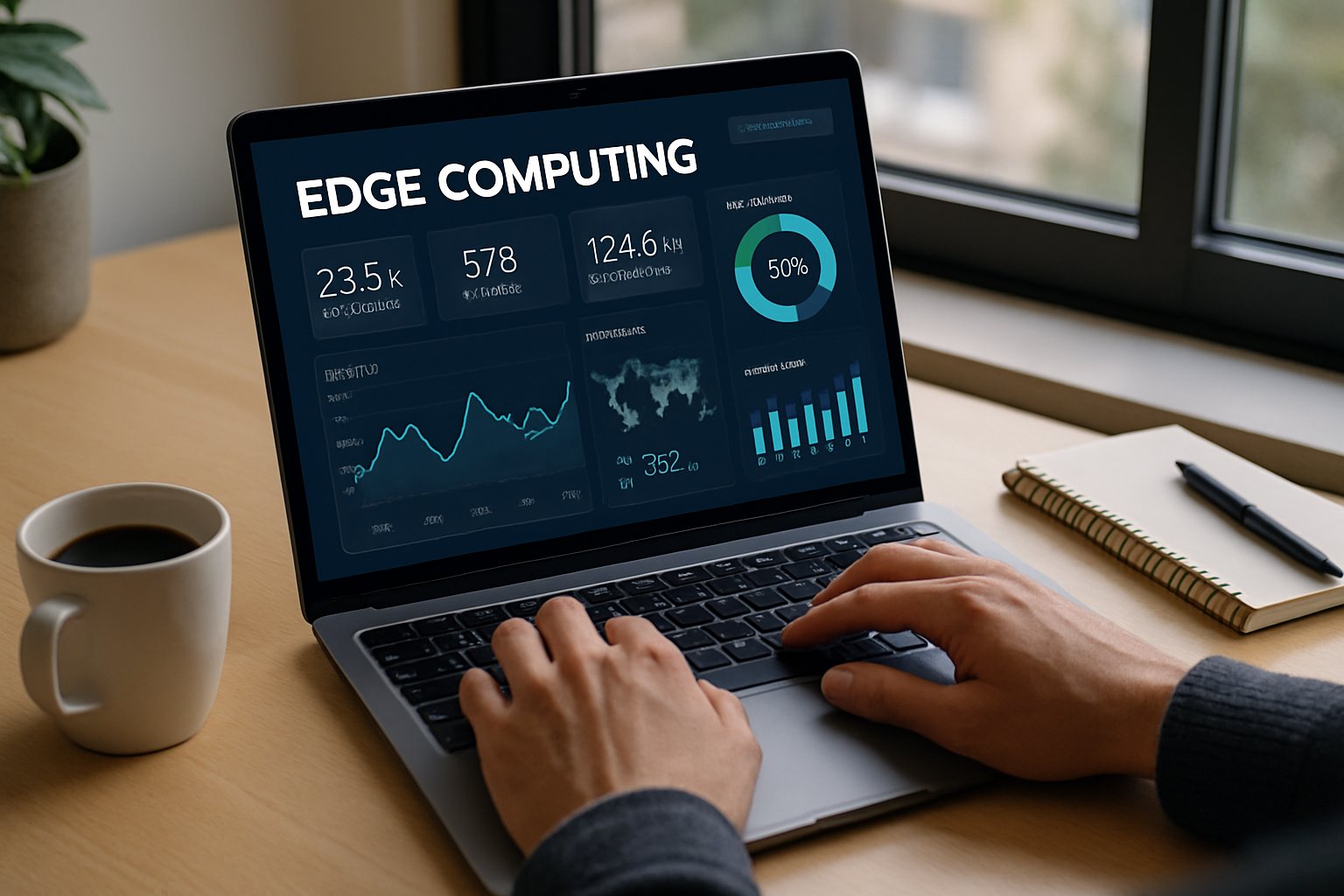 Edge Computing dashboard showing real-time analytics and low latency.