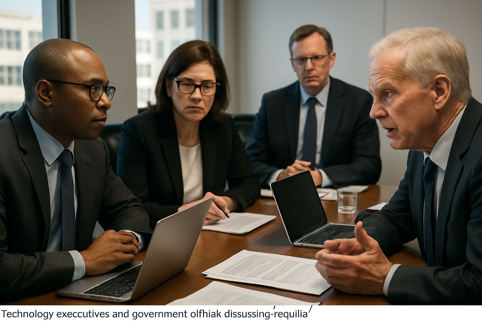 Tech leaders and officials discuss State Regulation Conflict in formal meeting.