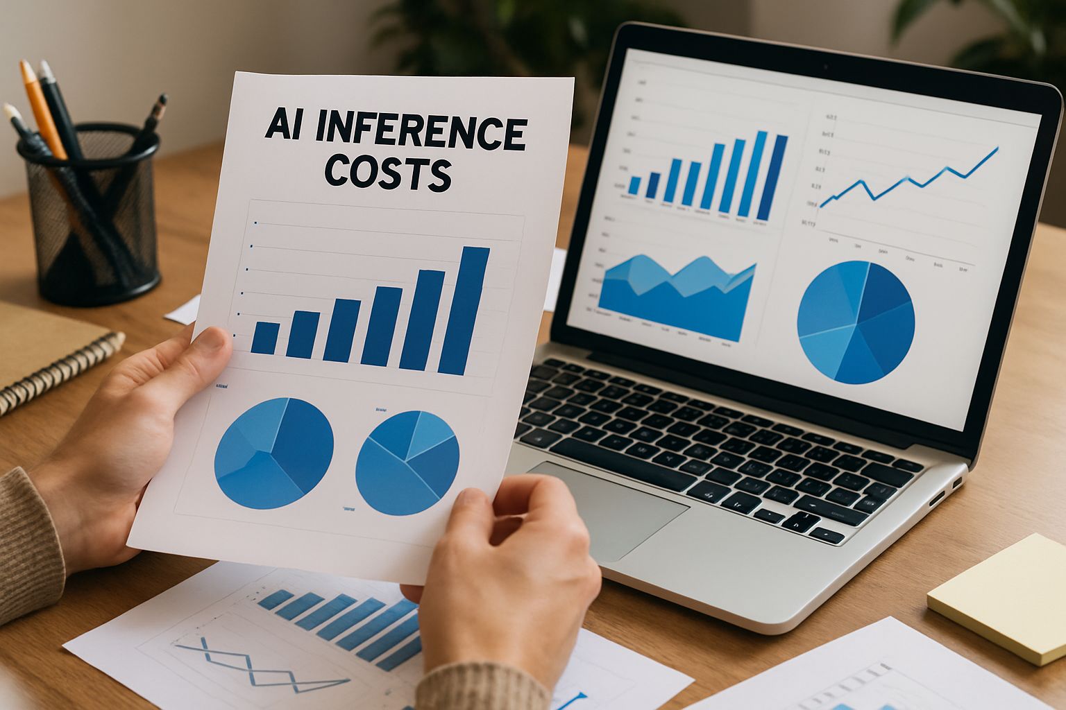 Realistic workspace with AI Inference Costs and Cost Optimization Tokens documentation.