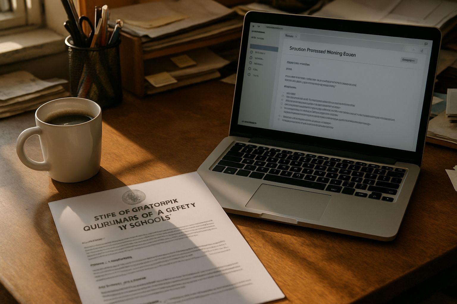 School administrator reviews new School AI Safety guidelines and prompt filtering updates.