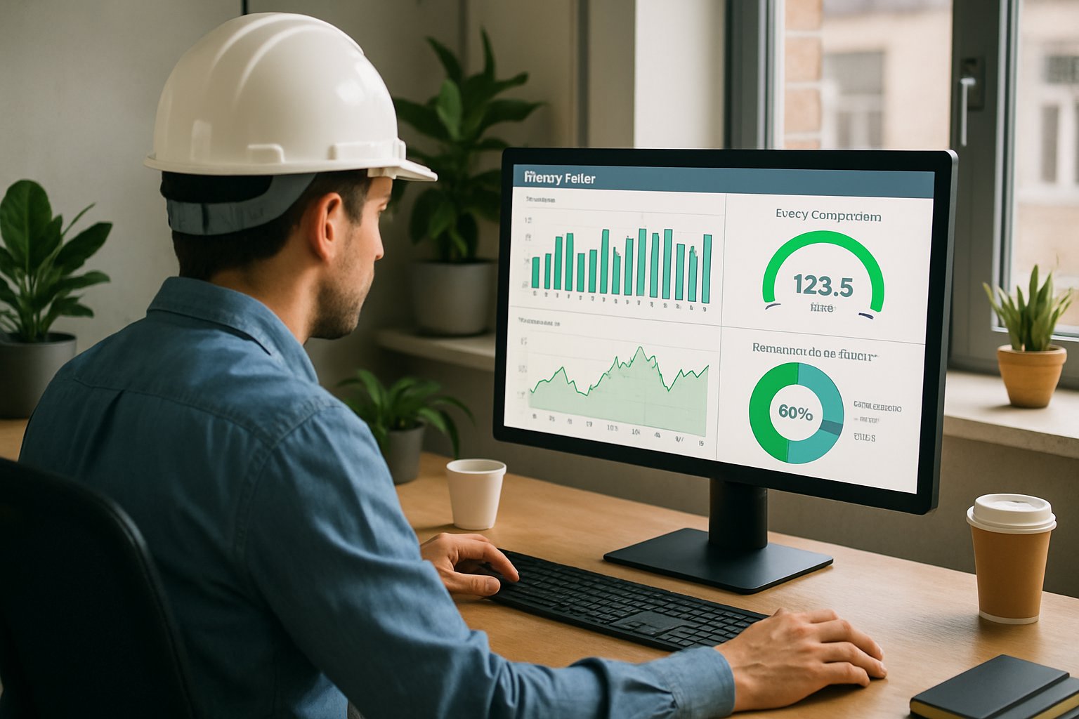 Engineer evaluating AI Energy Footprint metrics on computer