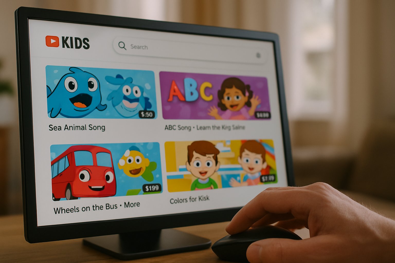 Adult ensures Content Safety by reviewing YouTube Kids platform.