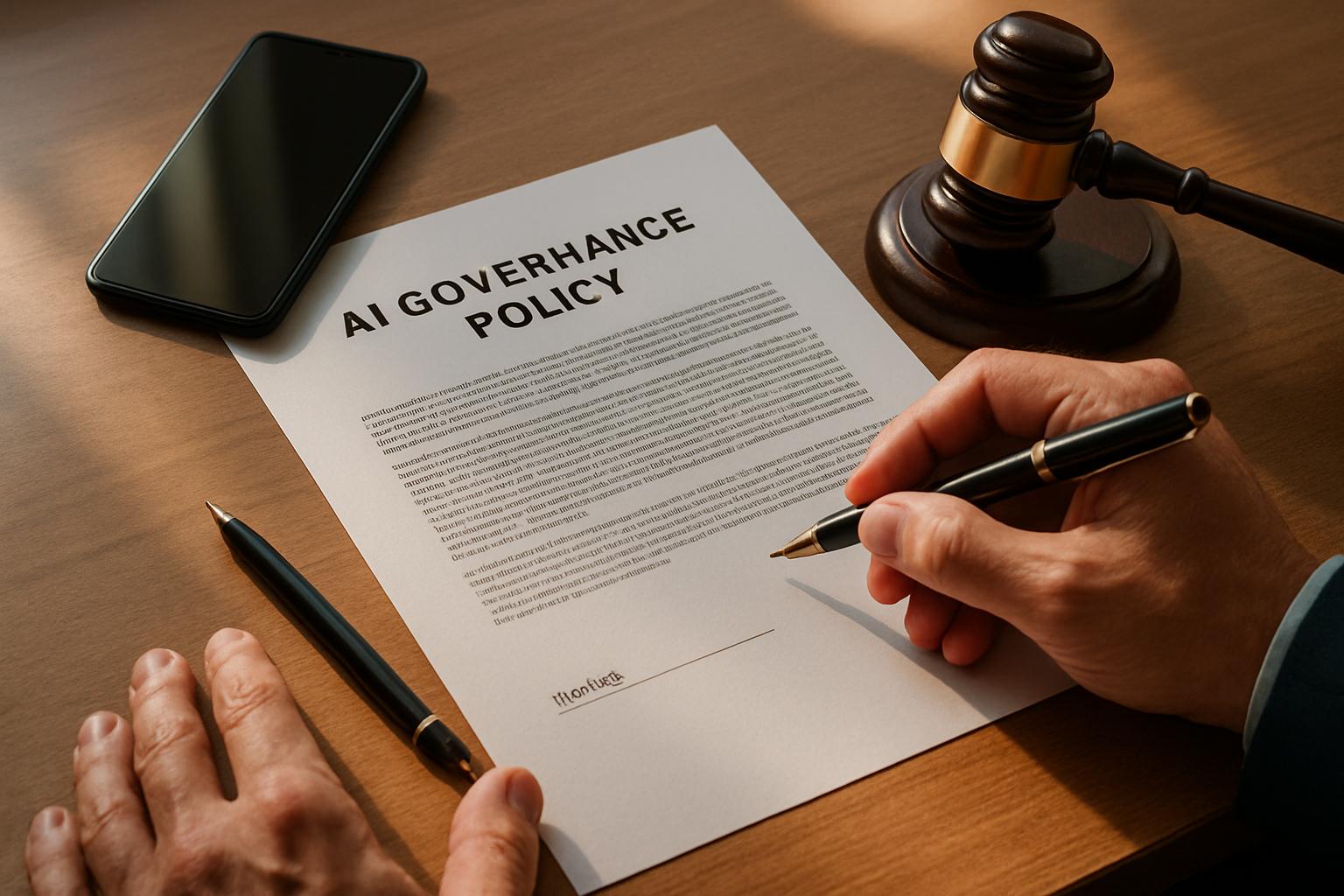 Signing AI Governance policy document for organizational compliance.