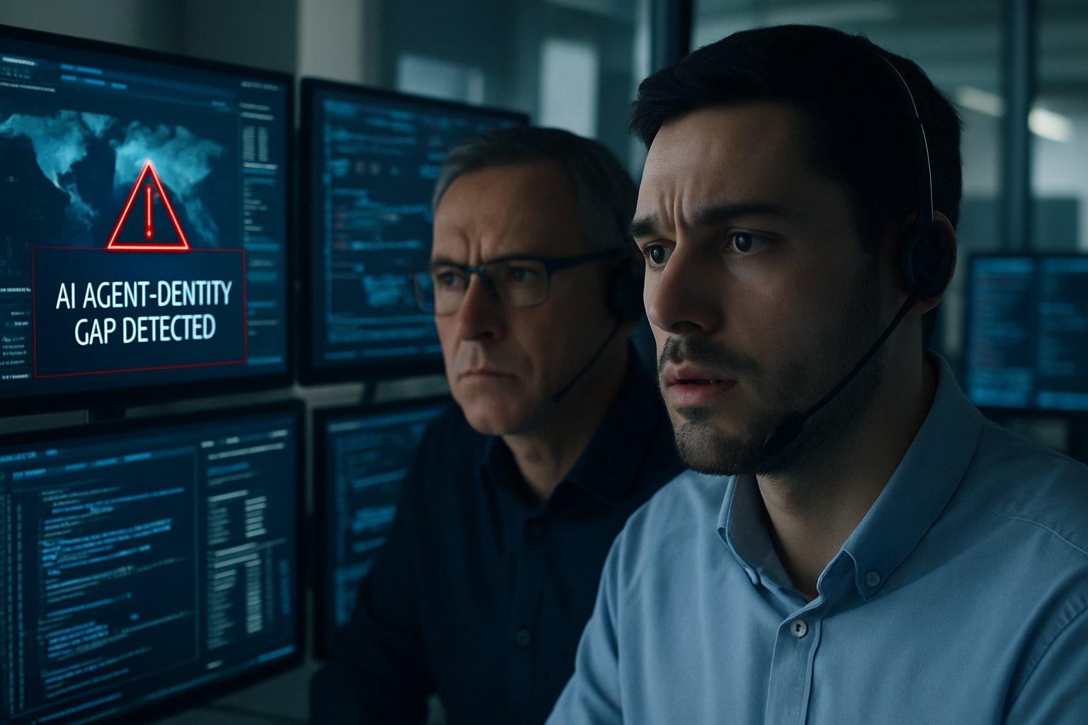 Analysts monitor AI Security Failure alert in cybersecurity operations center.