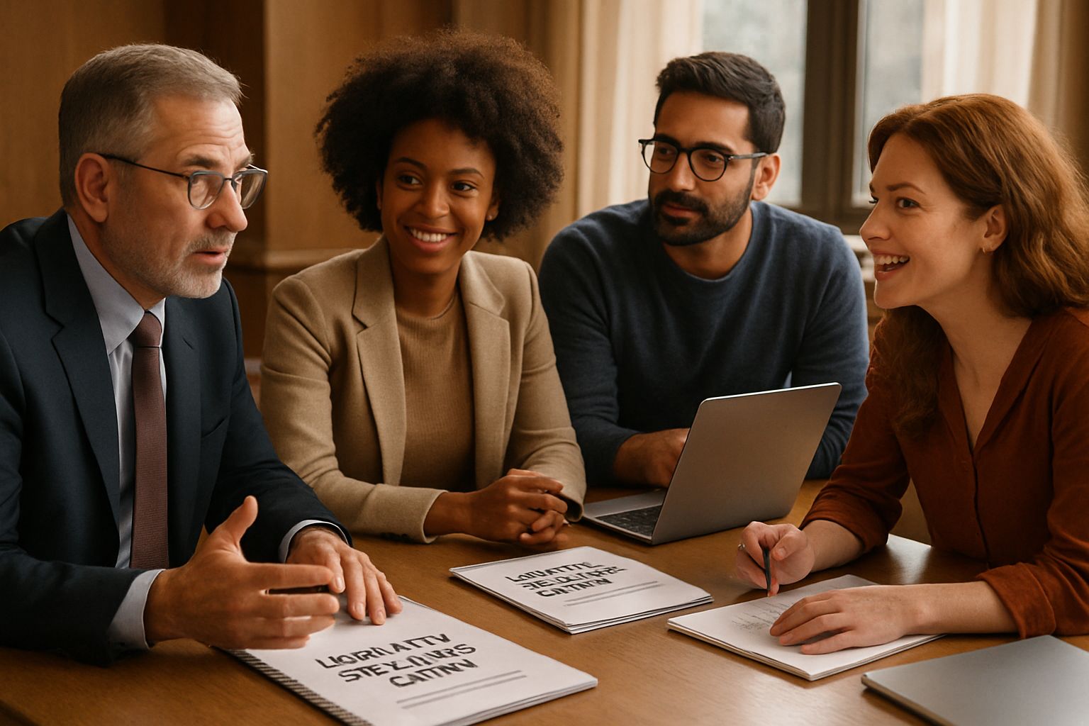 Stakeholders reviewing Legislative Stalemate Report in collaborative meeting.
