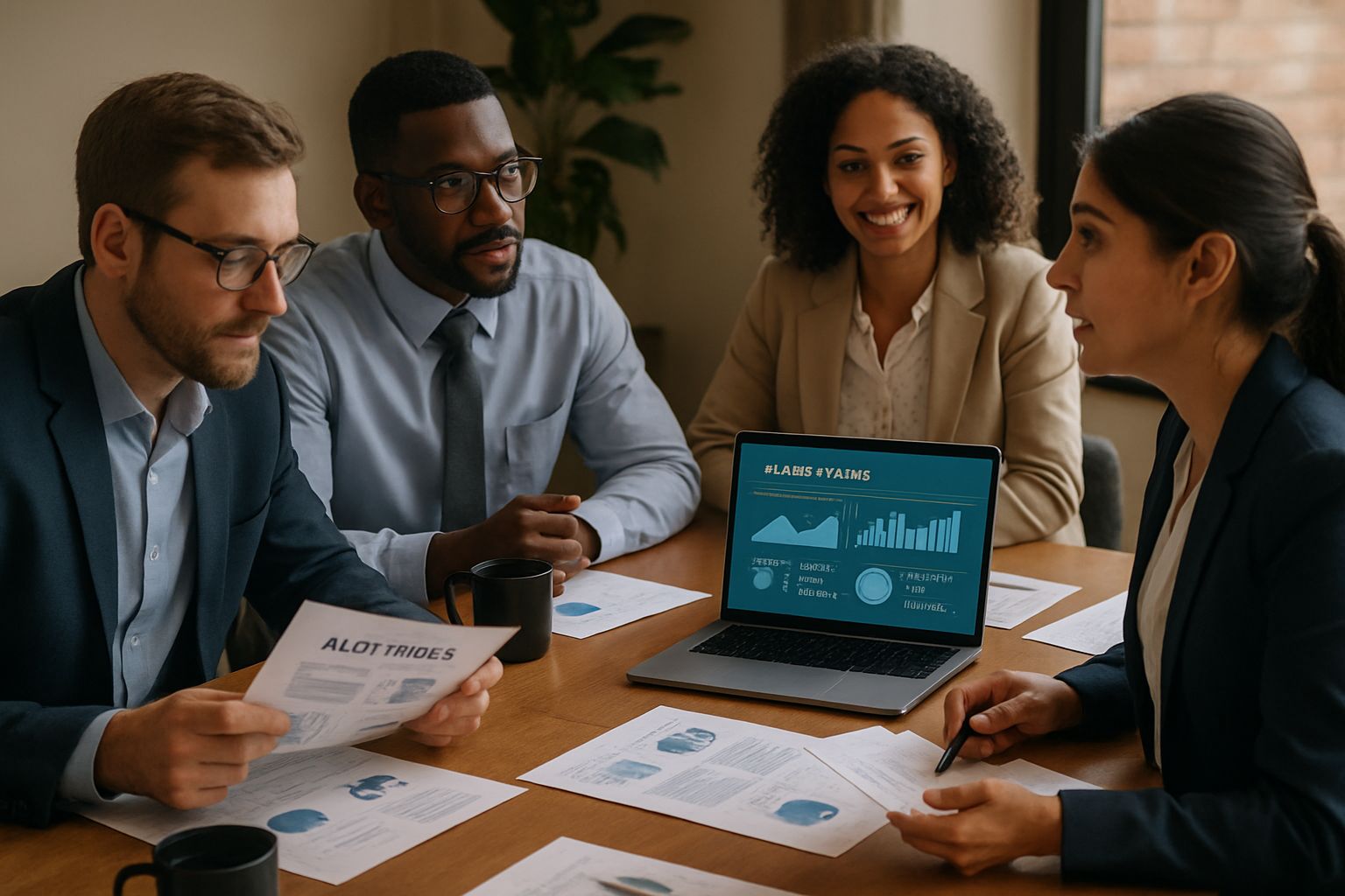 Team collaborating with AI Data Analysis for financial audit improvements.