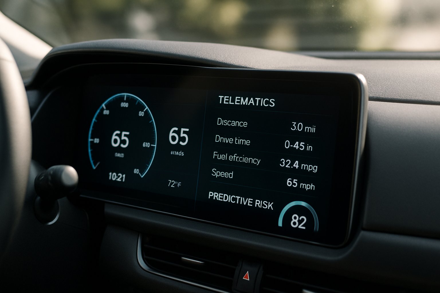 Predictive Analytics displayed on in-car telematics dashboard