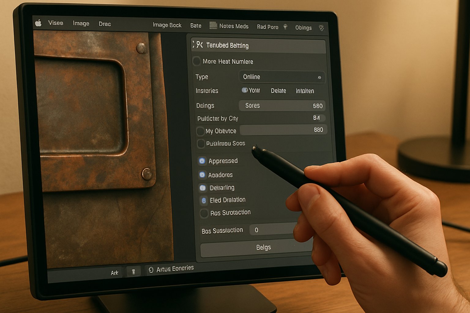 Blender AI Workflow applied to texture baking by artist using a tablet.