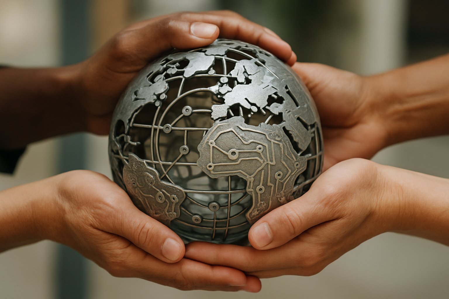Hands holding globe symbolizing unified Global AI Standards for technology safety.