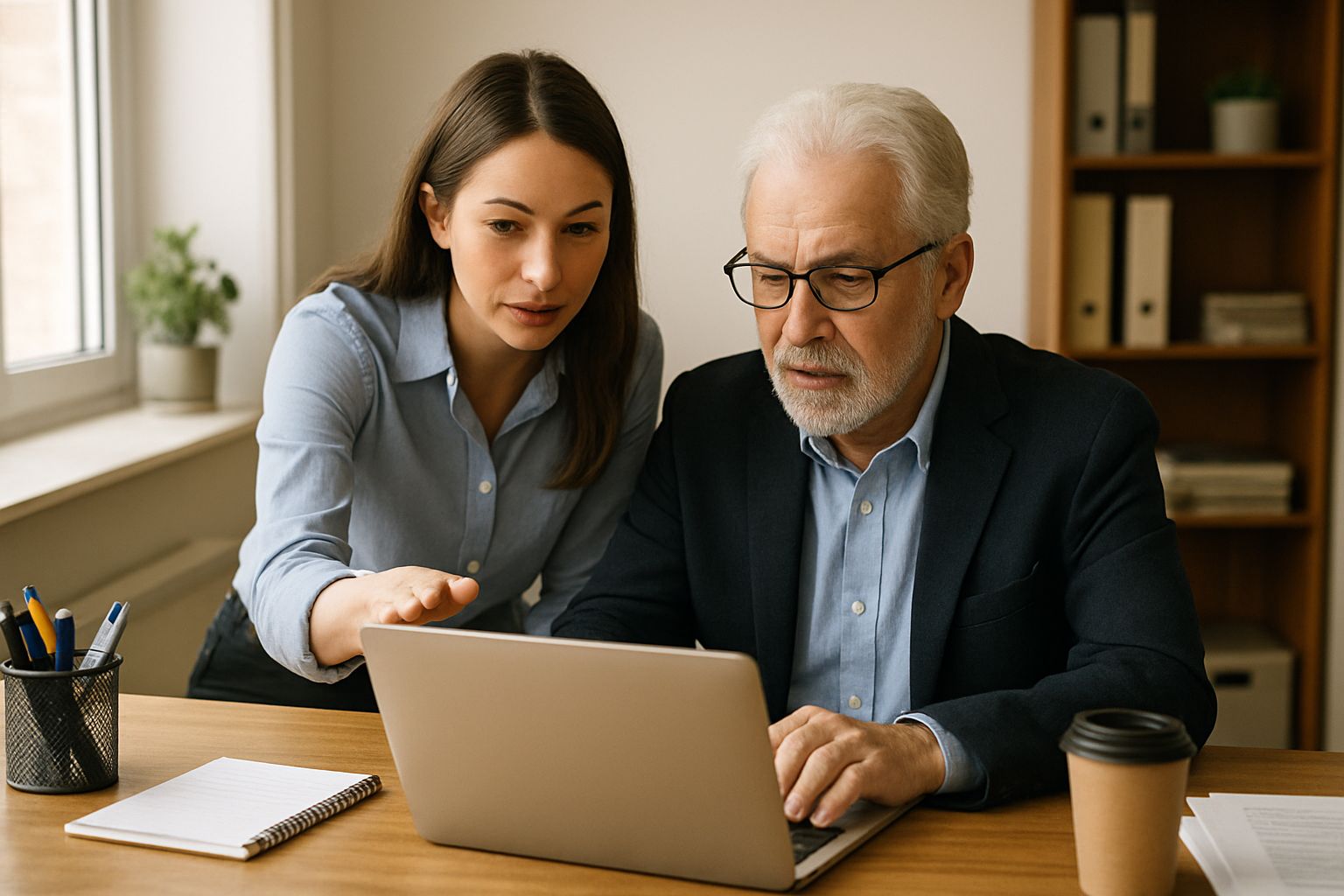 Senior and junior employees participate in digital upskilling reflecting AI Workforce Trends.