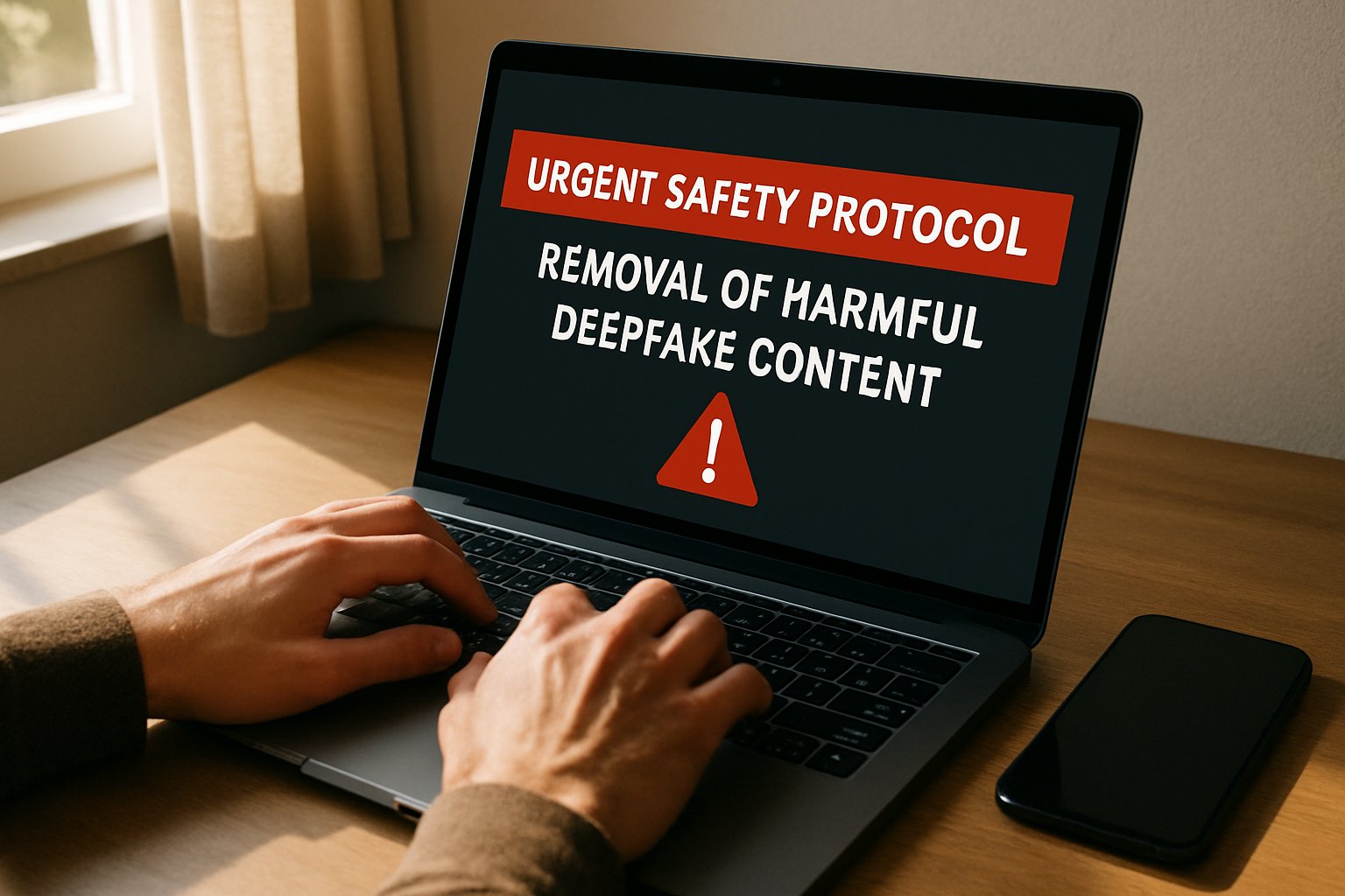 User engaging with Urgent Safety Protocol to remove deepfake content.