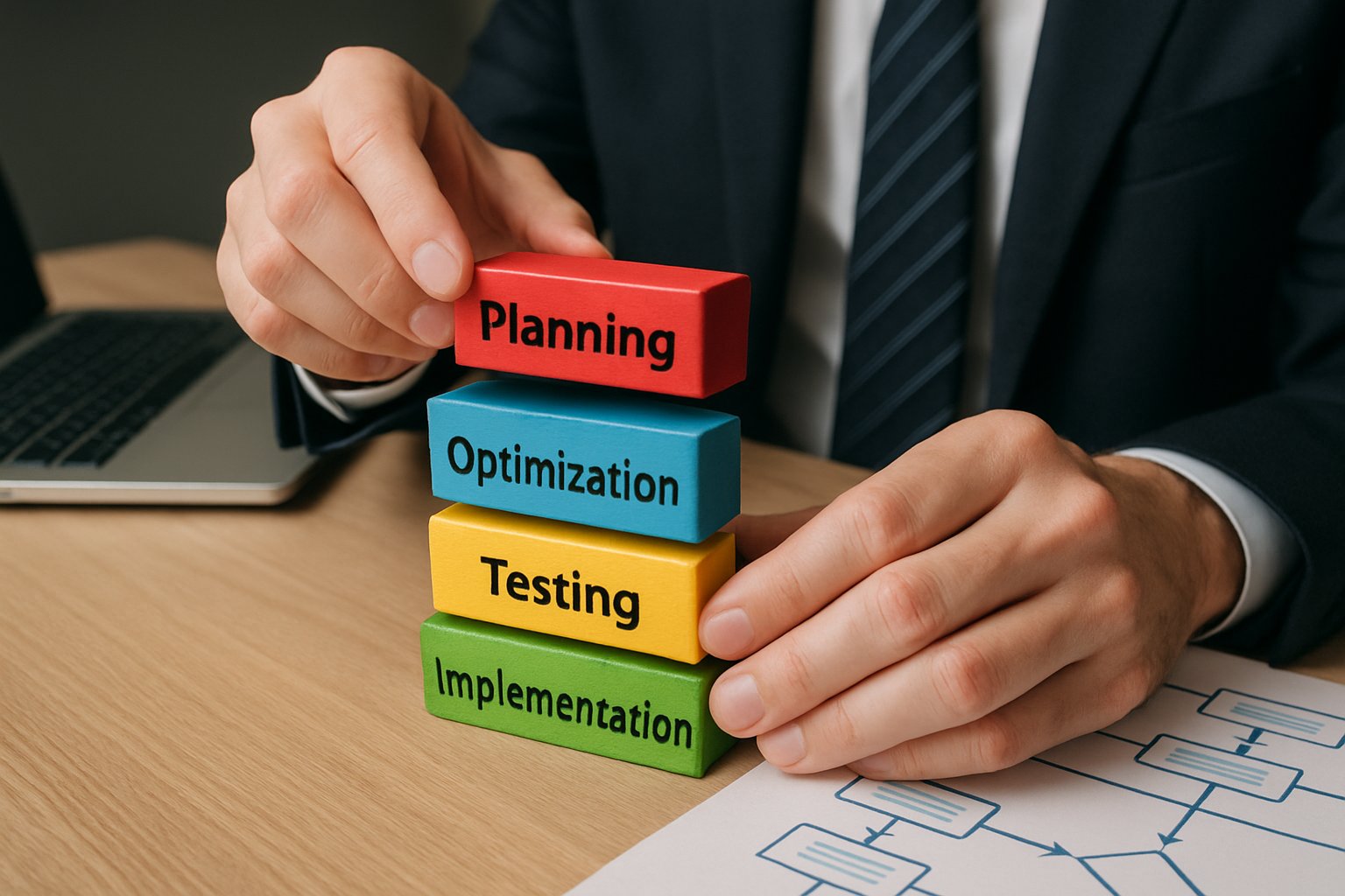 Modular Deployment Strategy visualized with staged blocks for automation phases.