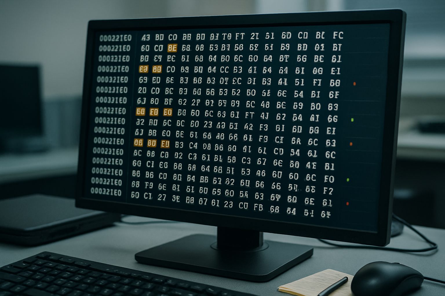 AI Security Research visualization highlighting Rowhammer memory bit-flip vulnerabilities on computer screen.