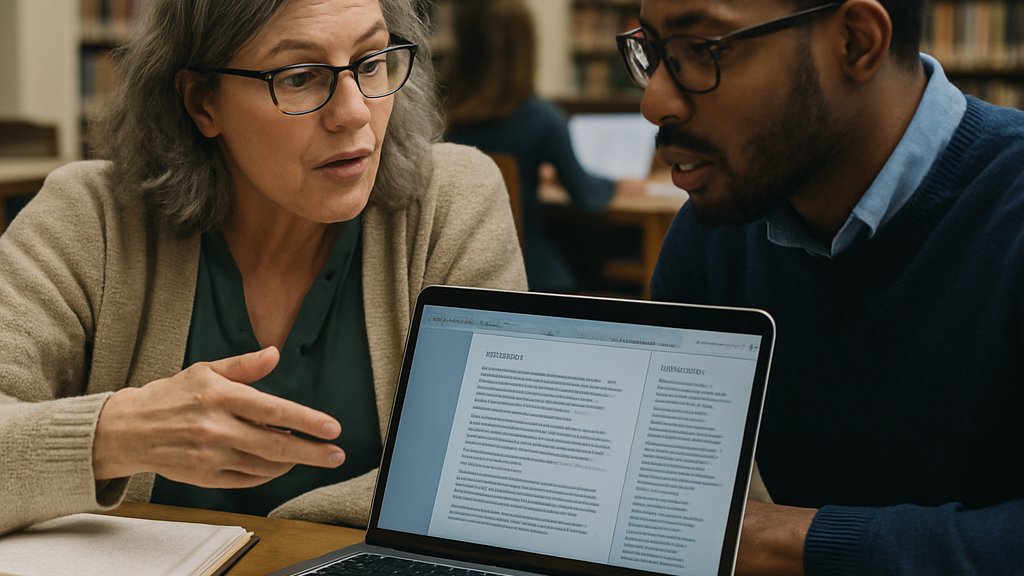Research Integrity discussion among academics checking AI-generated drafts