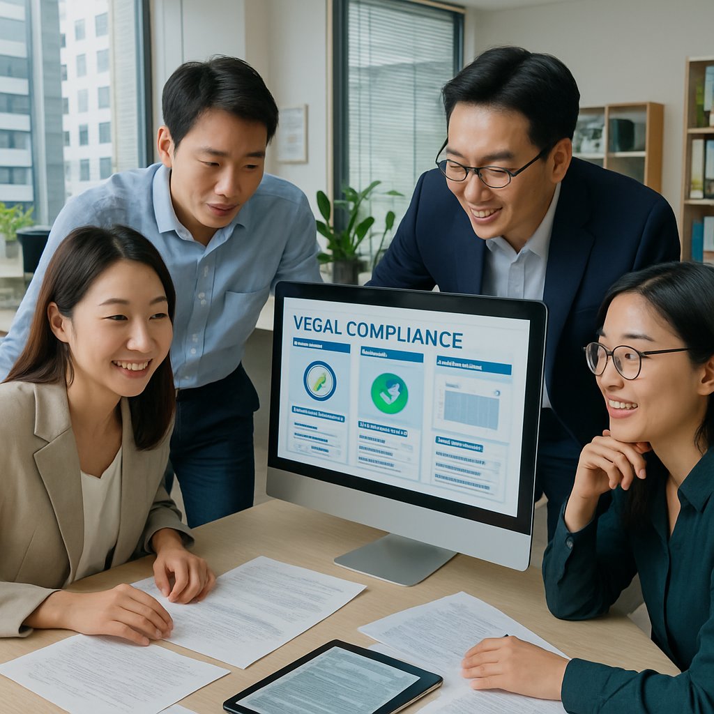 South Korea AI compliance team reviewing law guidance in an office