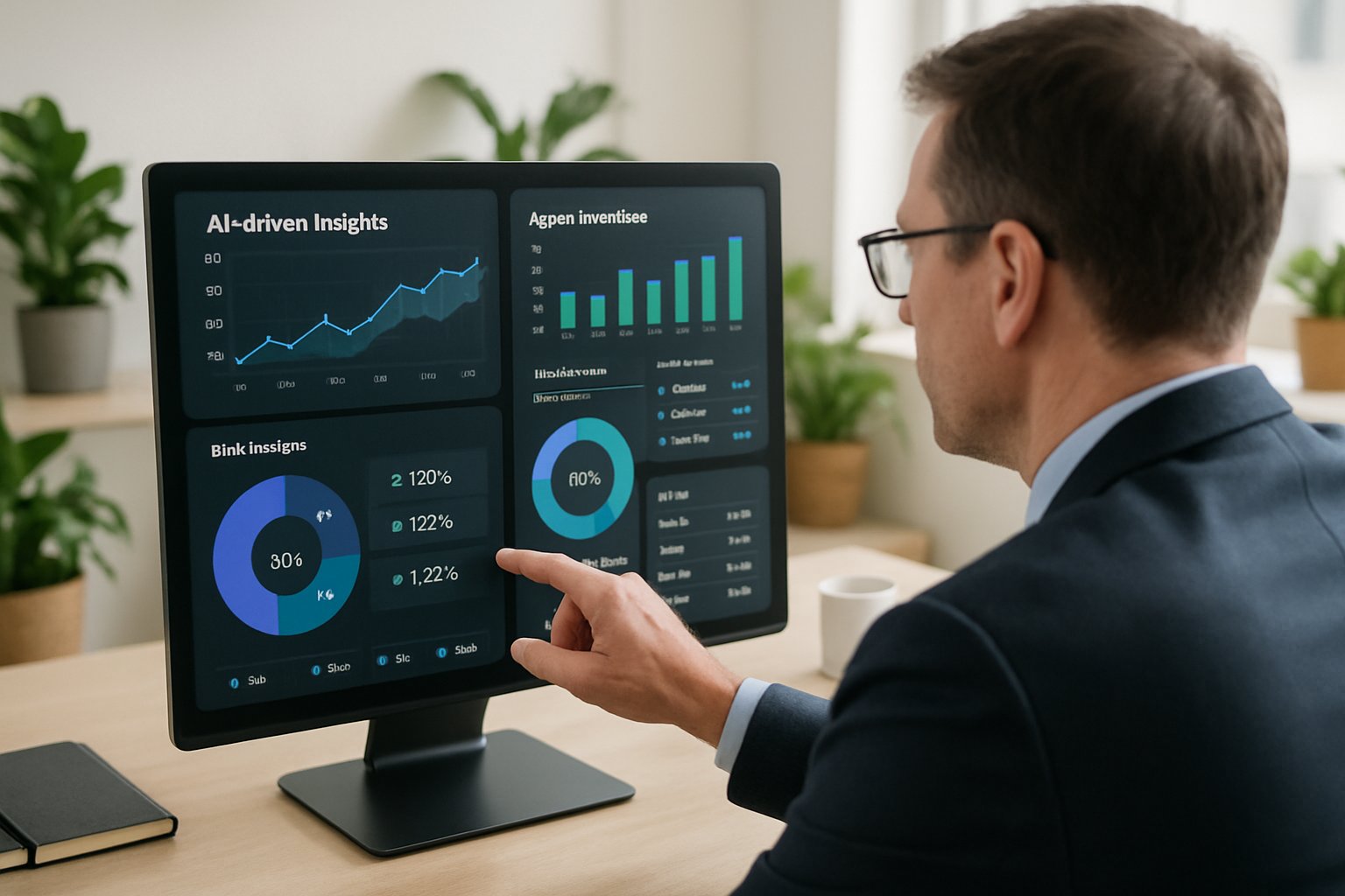 Agentic Business Design dashboard showing AI agent insights.