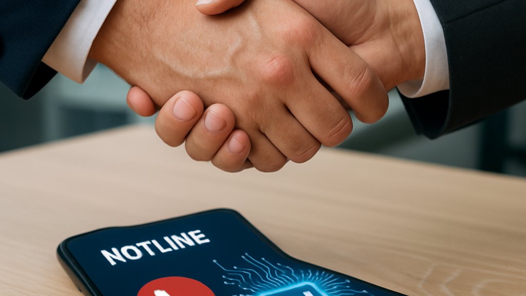 AI Diplomacy handshake over US-China AI hotline visual.