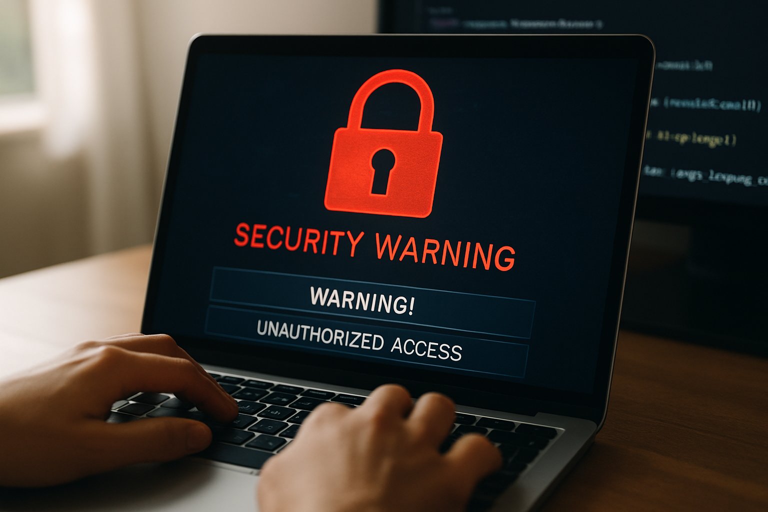 Laptop screen shows LLM Security Research focusing on AI jailbreak threats and defenses.