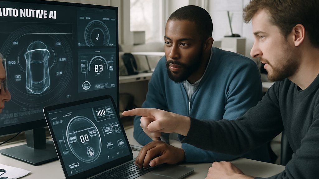 In-Vehicle AI Systems engineers testing connected cockpit software in a lab