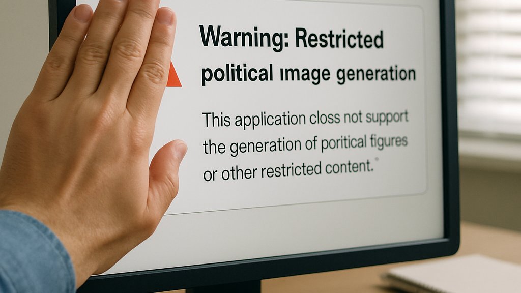 User encounters AI Prompt Ban message during political image creation.