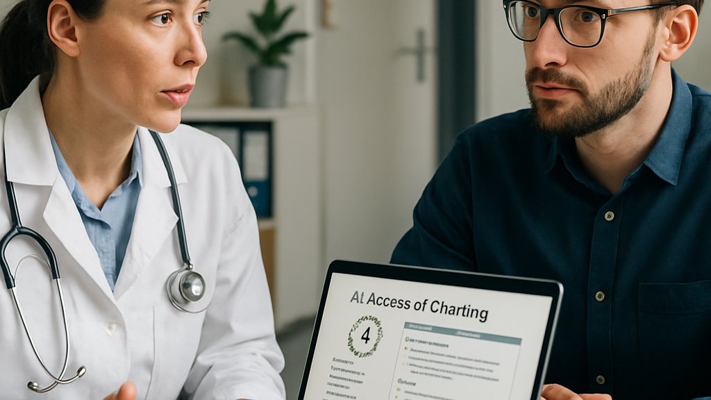 Clinician discussing AI workflow to reduce Clinical EMR Burnout and documentation burden