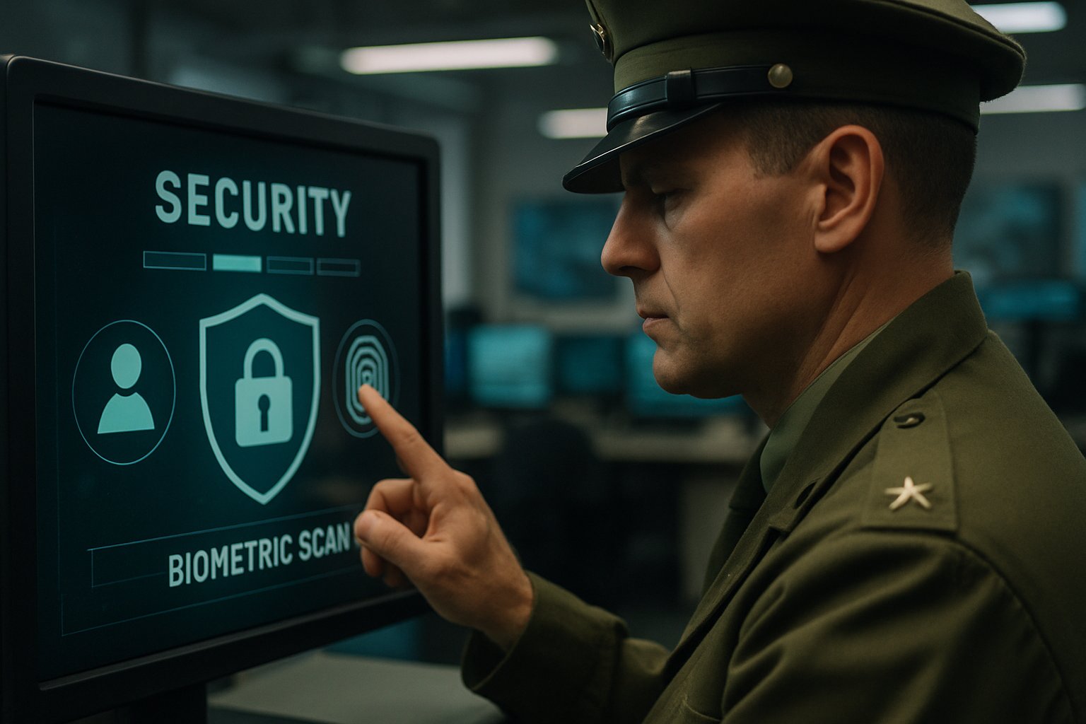 Military AI Safeguards implemented on secure interface in command center environment.