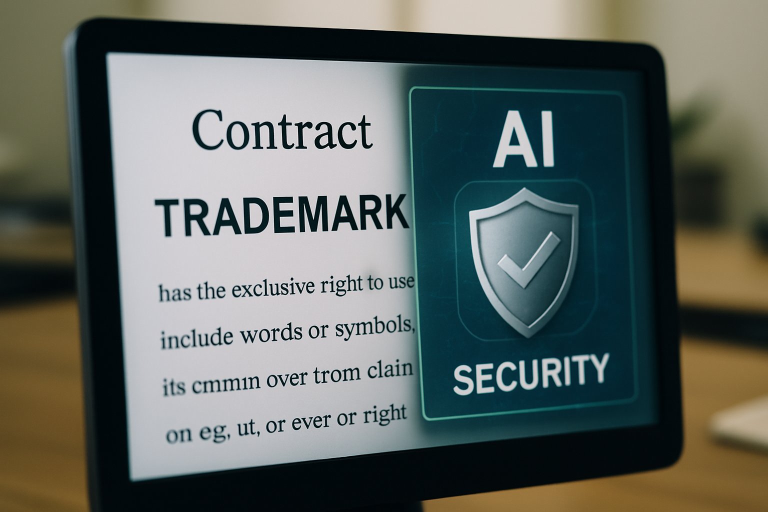 AI Brand Protection software showing secure trademark contract interface.