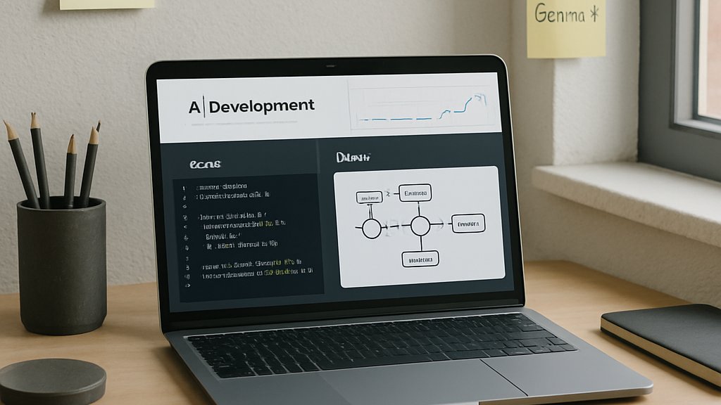 Multimodal Omni AI development desk with Gemini 4 and Gemma 4 planning