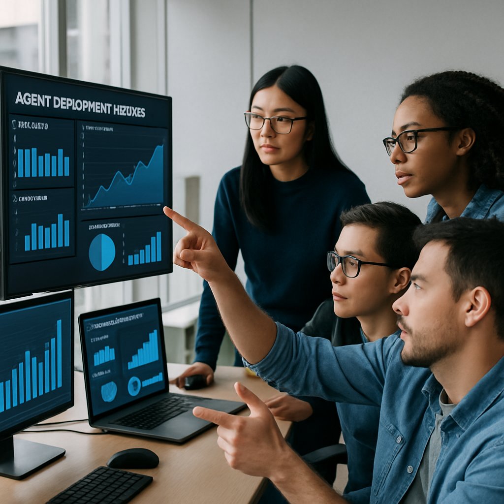 IT professionals tracking Agent Shipments increase in a collaborative workspace.