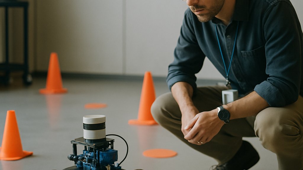 Embodied intelligence lab autonomous robot navigating a test space