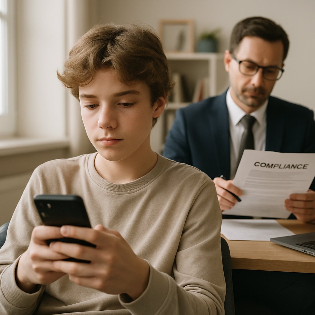 Teen with smartphone as EU Meta faces child protection scrutiny.