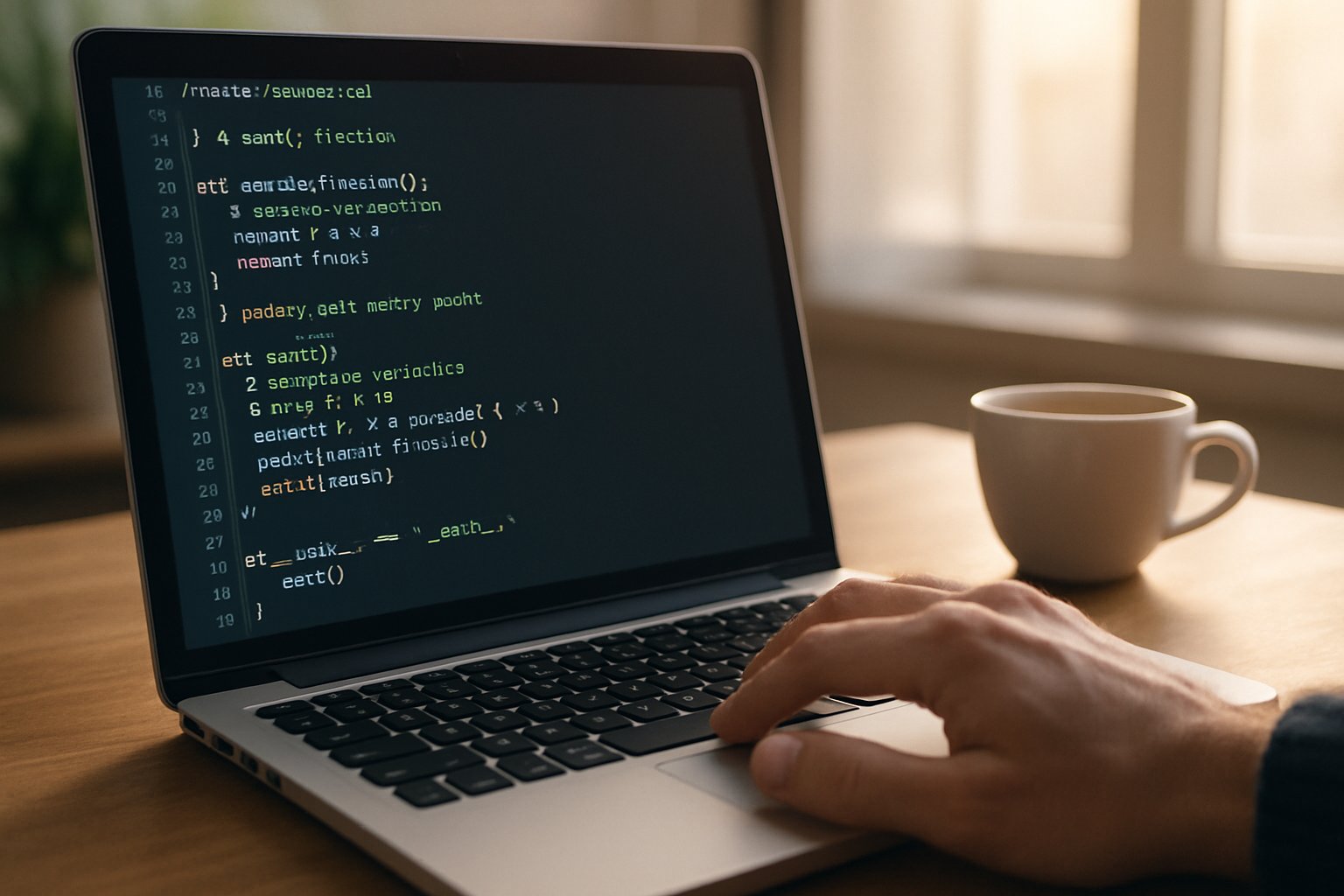 AI Vibe Coding clean code on laptop with developer working