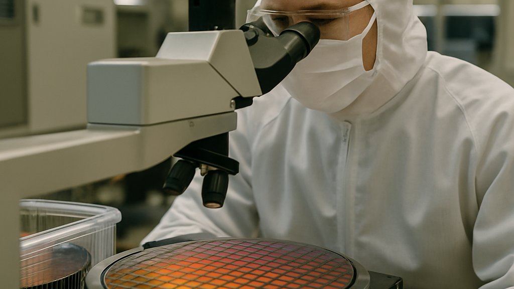 Intel Foundry wafer inspection in a semiconductor cleanroom
