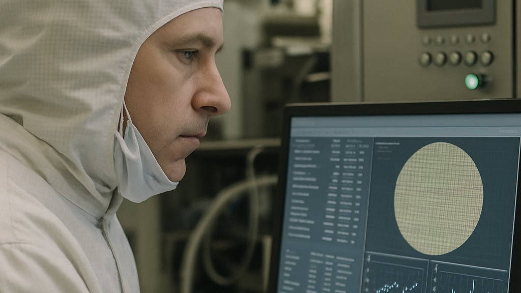 Engineer monitoring production data for AI Infrastructure semiconductor supply chain